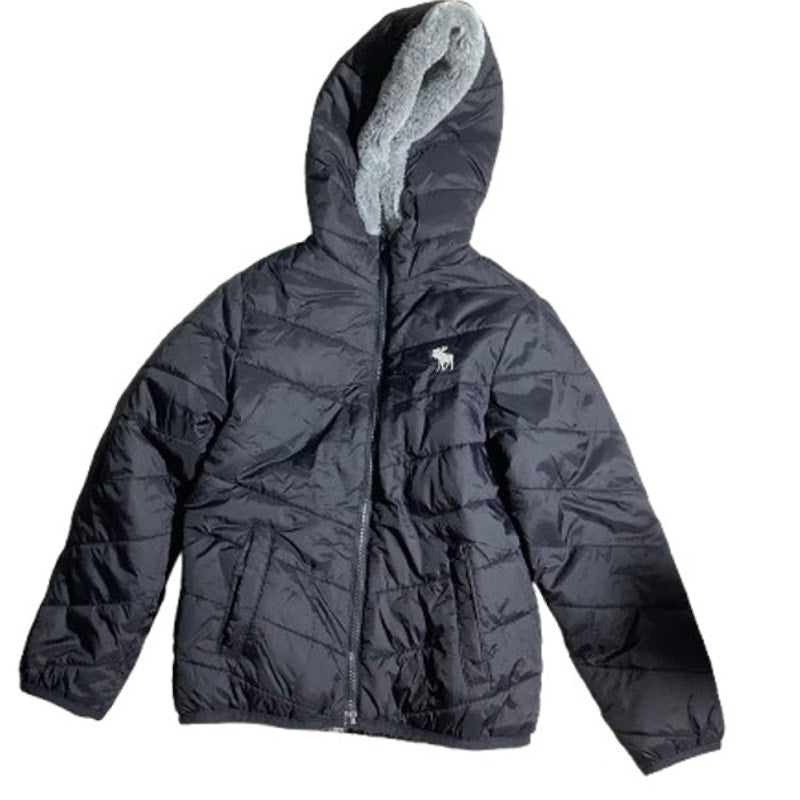 Abercrombie & Fitch Kids Black Puffer Jacket 7/8 – Lined, Hooded, Winter Coat