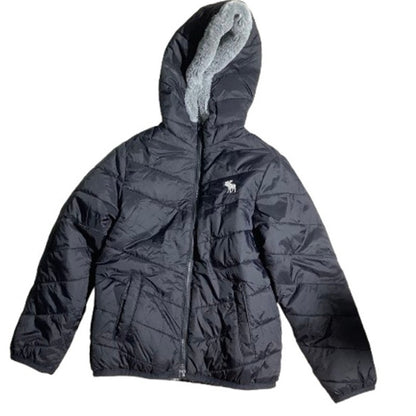 Abercrombie & Fitch Kids Black Puffer Jacket 7/8 – Lined, Hooded, Winter Coat