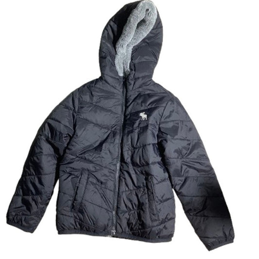 Abercrombie & Fitch Kids Black Puffer Jacket 7/8 – Lined, Hooded, Winter Coat