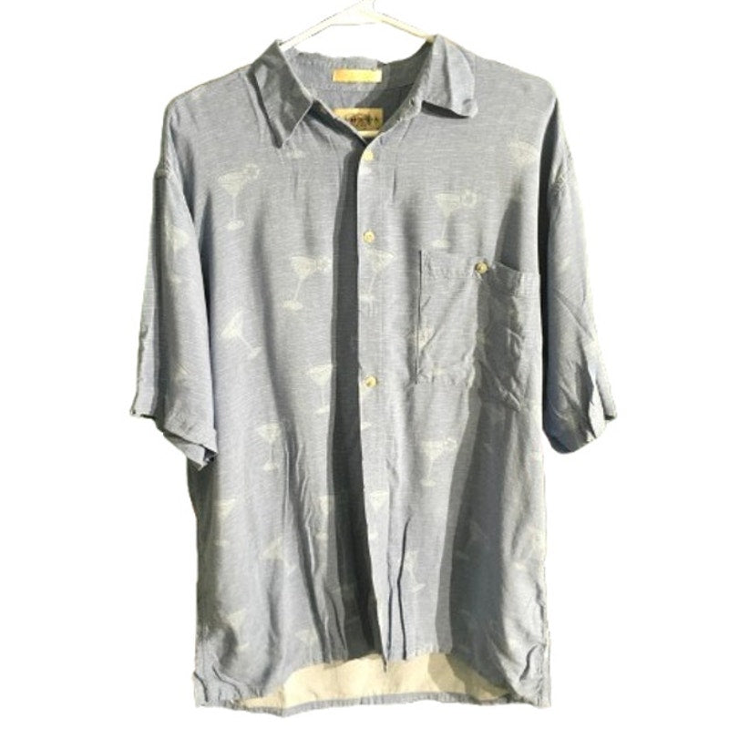 Campia Moda Men's Size L Light Blue Short Sleeve Shirt - Vintage, Resort, Casual