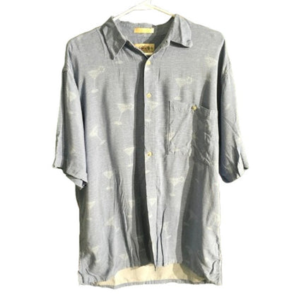 Campia Moda Men's Size L Light Blue Short Sleeve Shirt - Vintage, Resort, Casual