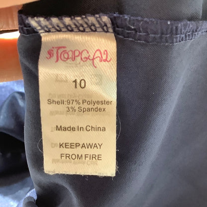 Topgal Satin Pajama Set Girls Size 10 Navy Blue Pink— Sleepwear, Cat Print, Cozy
