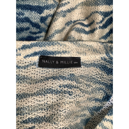 Nally & Millie USA Blue/Yellow Sweater, Size L/XL - Cozy, Artistic, Boho