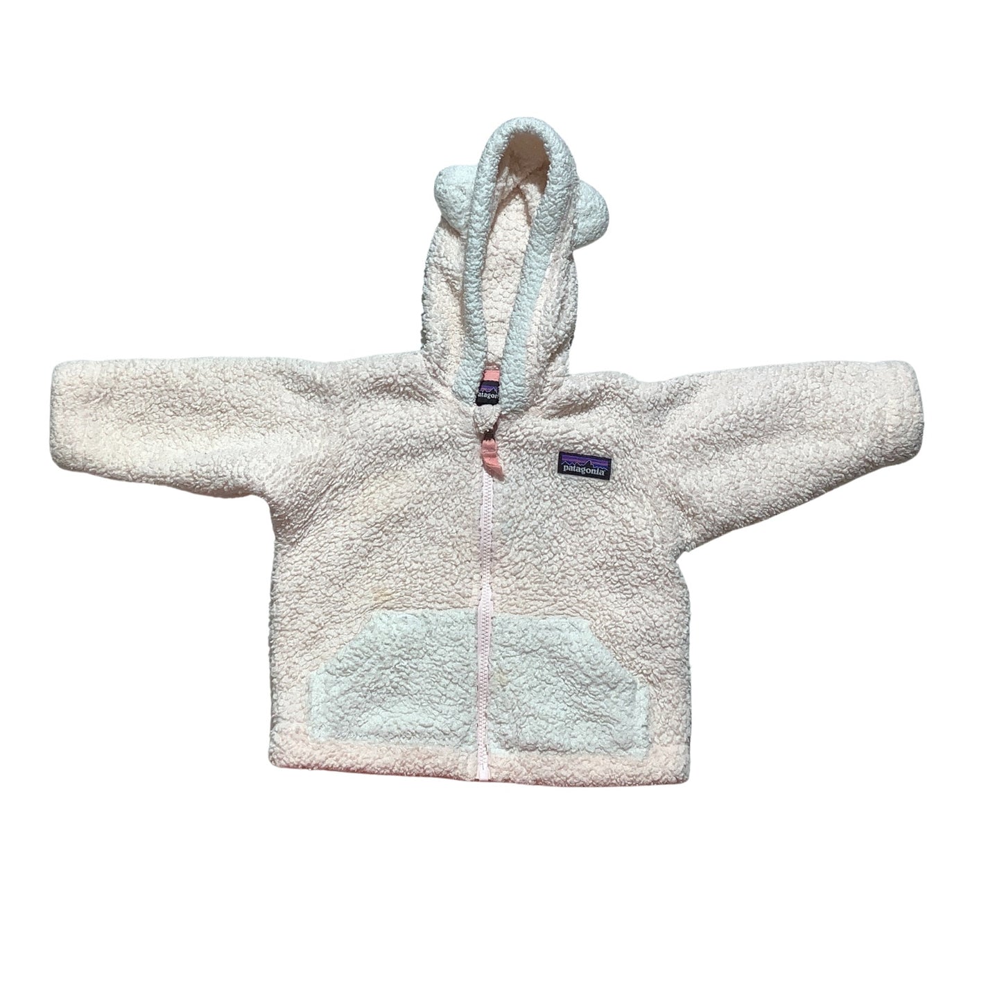 Patagonia Baby Furry Friends Fleece Hoodie 3–6 Months — Zip-Up, Cozy, Worn Wear