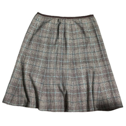 Rafaella Brown Green Plaid Skirt Women’s Size 12 – Classic, Wool Blend, Side Zip