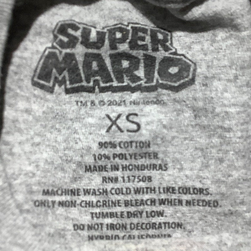 Super Mario Bros Light Gray Graphic T-Shirt Kids Size XS — Gaming, Graphic, Fun
