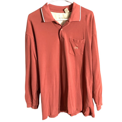 Bugle Boy Burgundy Long Sleeve Polo Shirt Mens Size L — Vintage, 90s, Casual