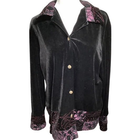 Notations Black Velvet Button-Up Jacket Size Large - Vintage, Romantic, Mobwife