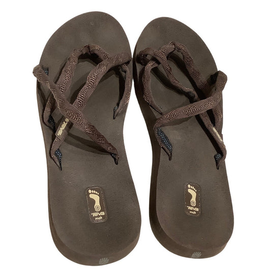 Teva Brown Flip Flops Size 10 Summer Sandals - Comfortable, Casual, Outdoor