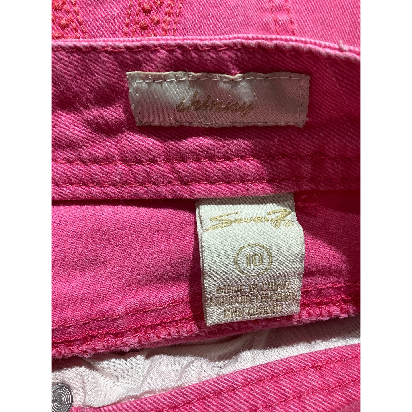 Seven7 Hot Pink Skinny Jeans Women’s Size 10 — Bold, Slim Fit, Stretch Denim