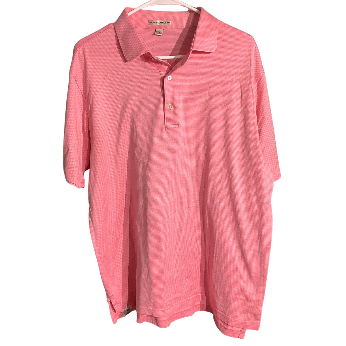 Peter Millar Men’s Large Pink 100% Cotton Golf Polo — Preppy, Classic, Golf