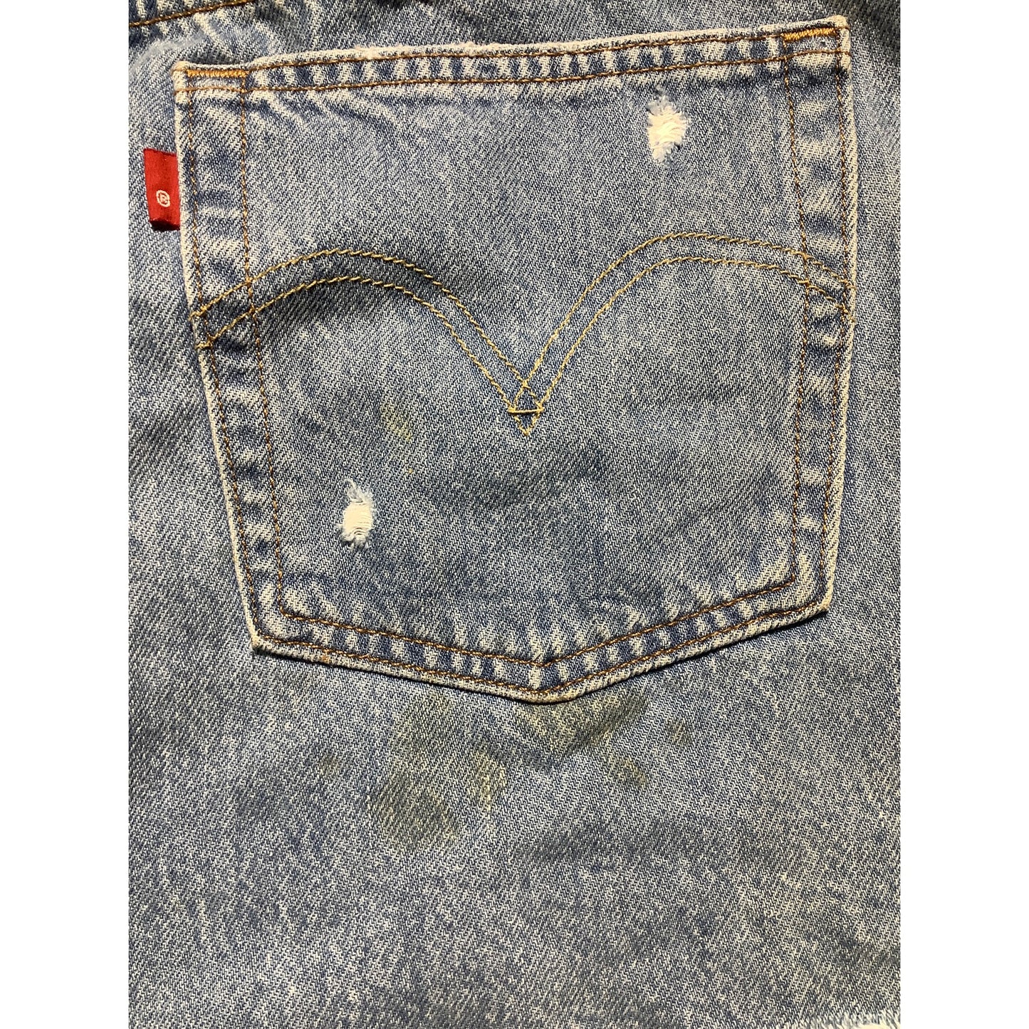 Levi’s 501 Distressed Denim Shorts Women’s 32W — High Rise, Button Fly, Cutoff