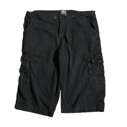 Kilburne Finch Men's Black Cargo Shorts Size 38 - Utility, Streetwear, Casual