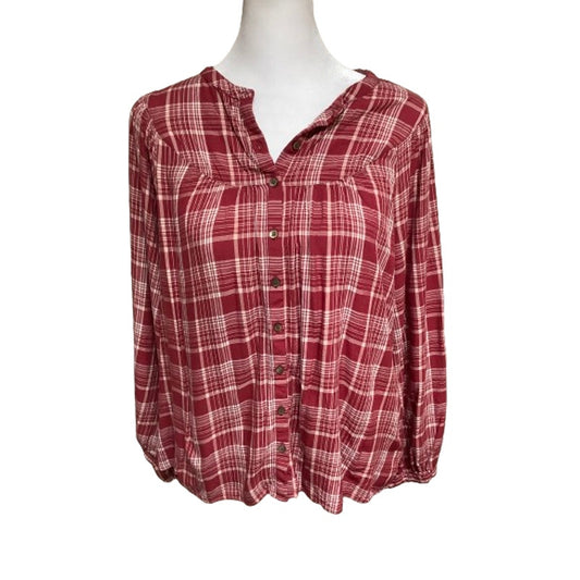 Madewell Women's Plaid Shirt Top S Long Sleeve Button-Down Casual Rustic Boho