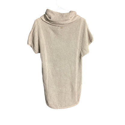UGG Women's Medium Cream 100% Cotton Knit Cowl Neck Sweater Short Sleeve