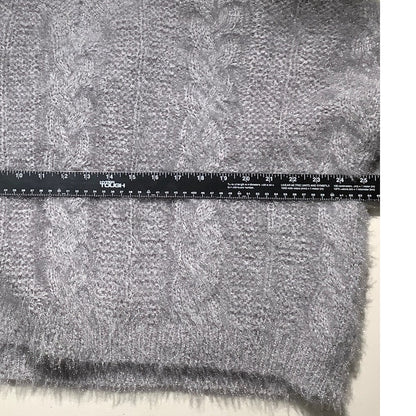 POL Light Gray Fuzzy Knit V-Neck Sweater Women’s Size S/M— Cozy, Soft, Oversized