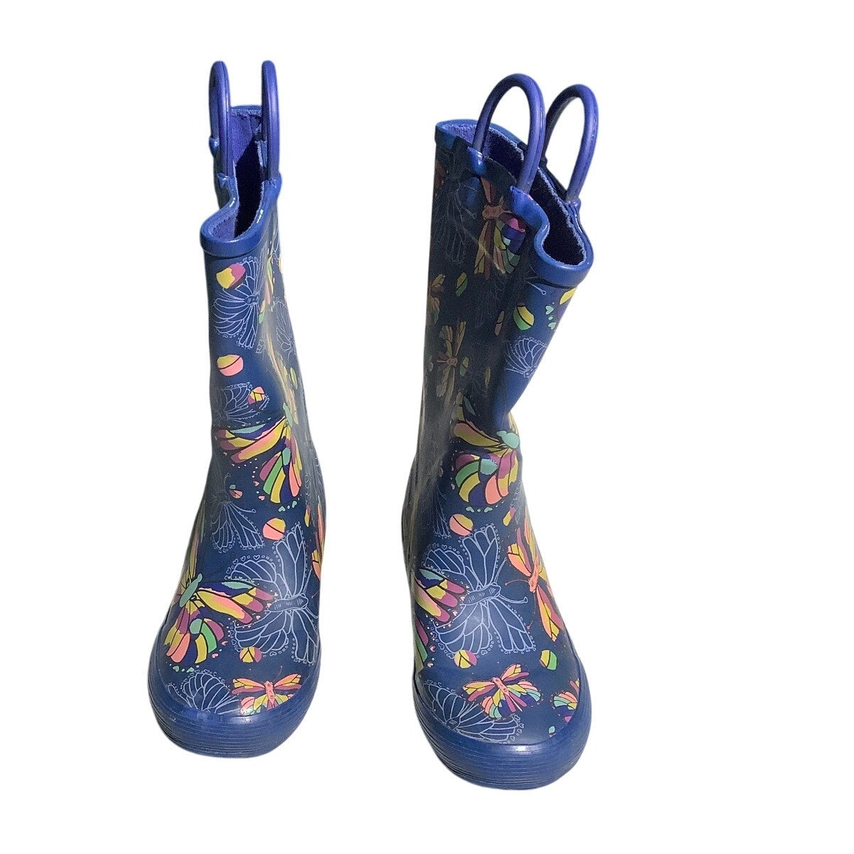 L.L. Bean Kids Rain Boots Size 12 — Blue, Multicolor, Butterfly Print