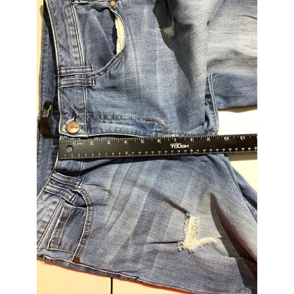 1822 Denim Blue Distressed Raw Hem Jeans Women’s 14 — Y2K, Casual, Edgy