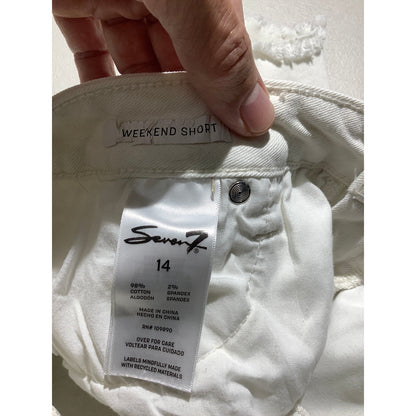Seven7 Women's 14 White Weekend Denim Shorts Frayed Hem Casual