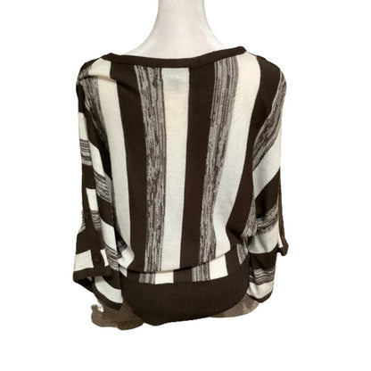 Brittany Black Striped Button-Shoulder Top Size M Preppy Casual Minimalist