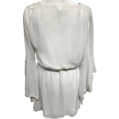 Auditions Dress White Boho Chic Bell Sleeves Embroidered V-Neck Fairy Whymsical