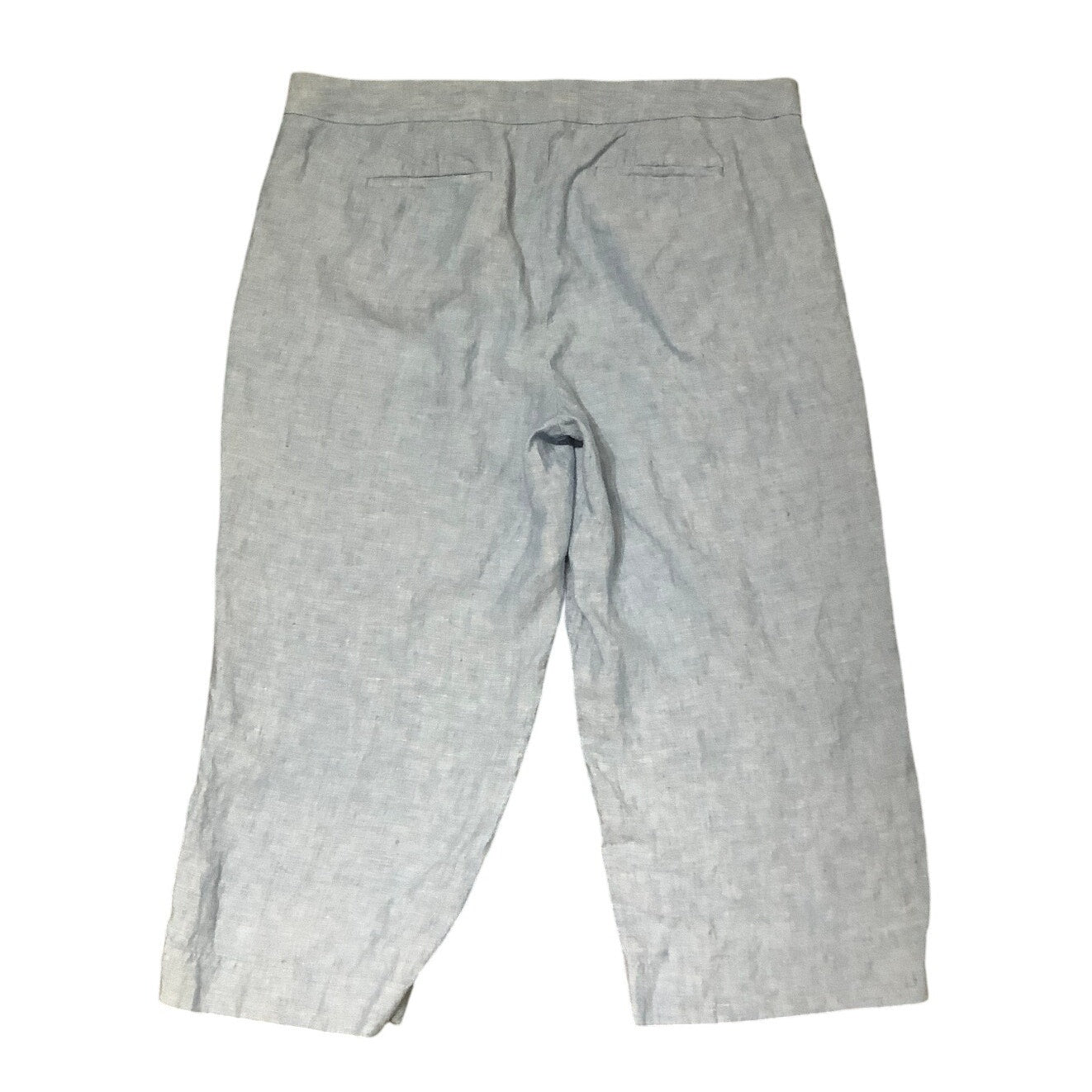 Talbots Light Blue Heathered Linen Cropped Pants M Classic, Comfortable, Casual