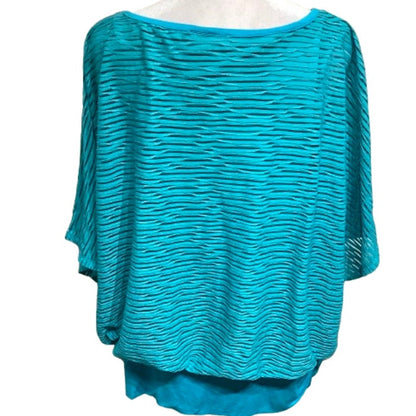 ALYX Cyan Blue Loose Fit Short Sleeve Top Size 3X Comfortable, Casual, Everyday