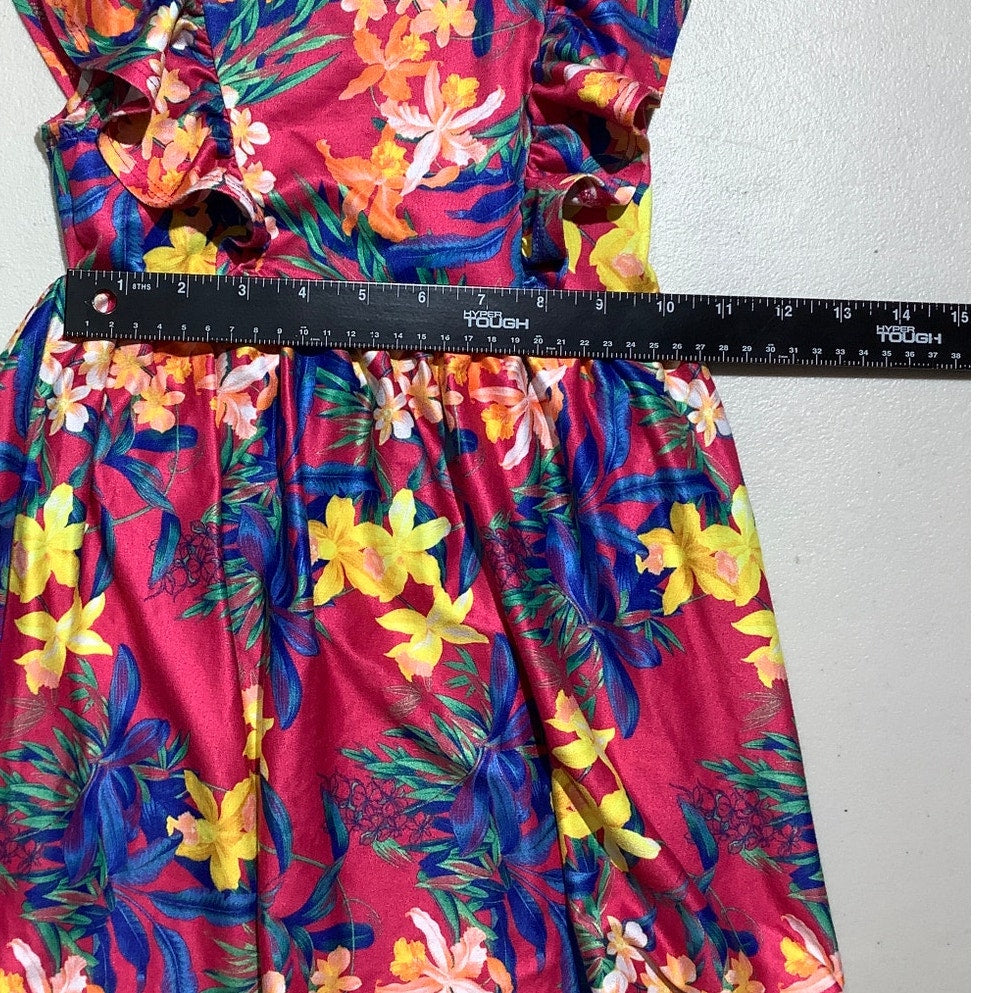 Tommy Bahama Toddler Floral Dress Size 3T — Ruffle Sleeve, Tropical, Vacation