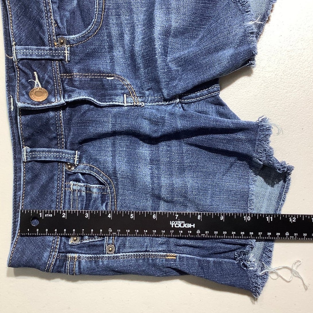 American Eagle Women's 2 Dark Wash Distressed Frayed Cutoff Denim Shorts
