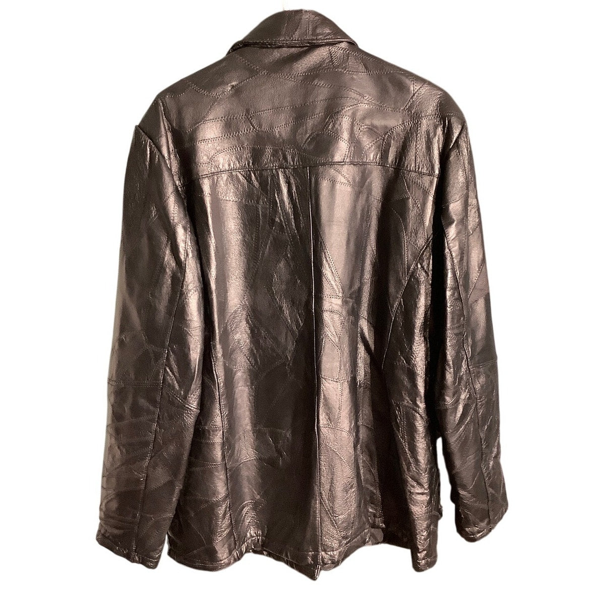 Firenze Black Genuine Leather Jacket XXL Geometric— Moto, Streetwear, Retro