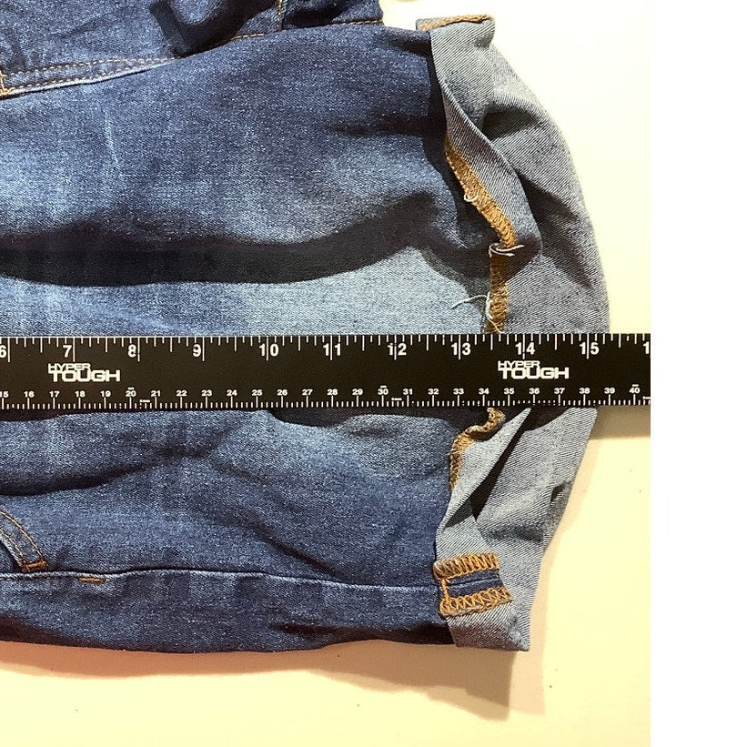 Almost Famous Denim Shorts Women’s Size M – Paperbag, Rolled Hem, Stretch