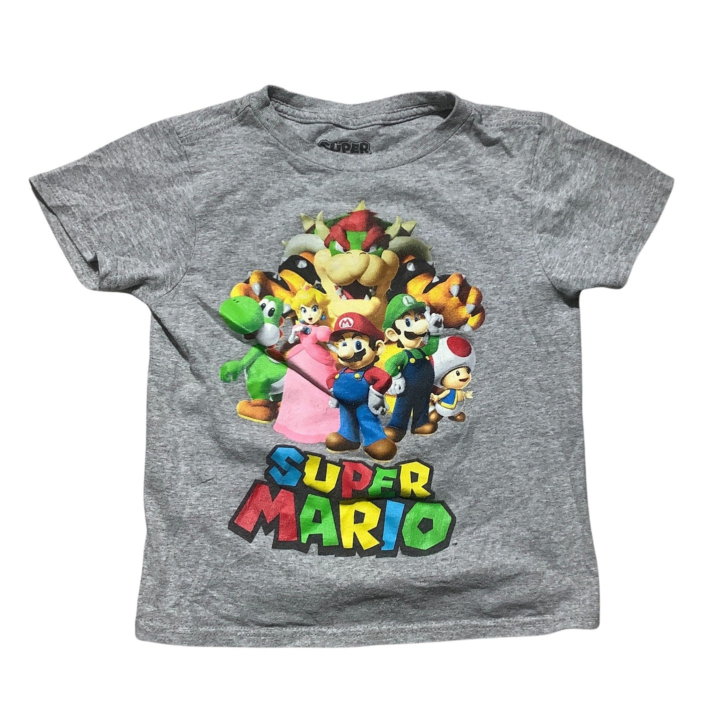 Super Mario Bros Light Gray Graphic T-Shirt Kids Size XS — Gaming, Graphic, Fun