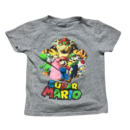 Super Mario Bros Light Gray Graphic T-Shirt Kids Size XS — Gaming, Graphic, Fun
