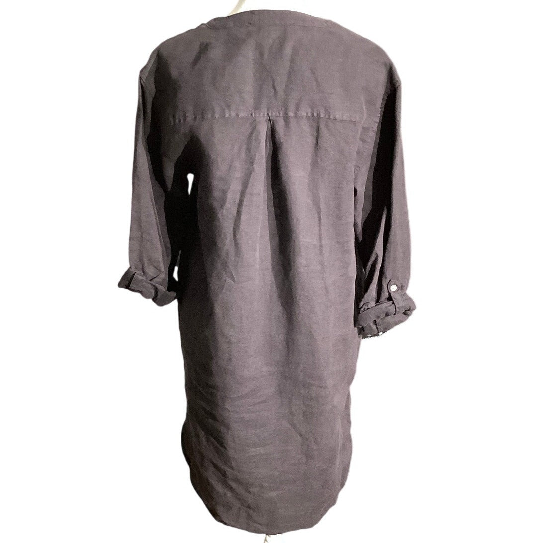 Tahari Black Linen Tunic Dress Women S — V-Neck, Lightweight, Minimalist