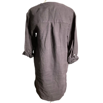 Tahari Black Linen Tunic Dress Women S — V-Neck, Lightweight, Minimalist