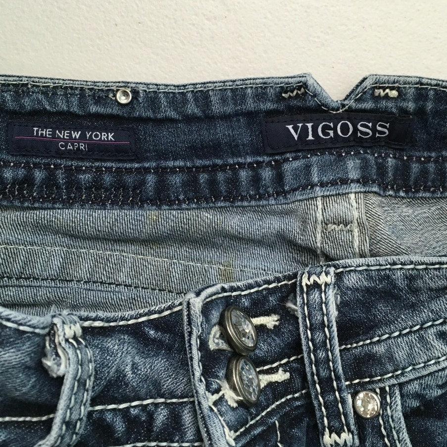 VIGOSS New York Capri Jeans Size 27W 21L- Y2K, Glam, Streetwear