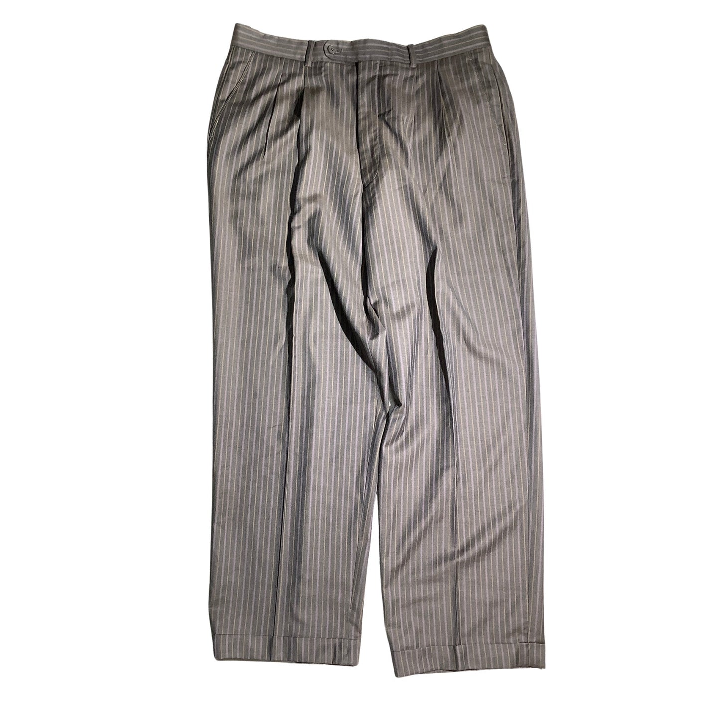 Phat Farm Brown Striped Dress Pants Men’s 38R — Pleated, Wool, Cuffed