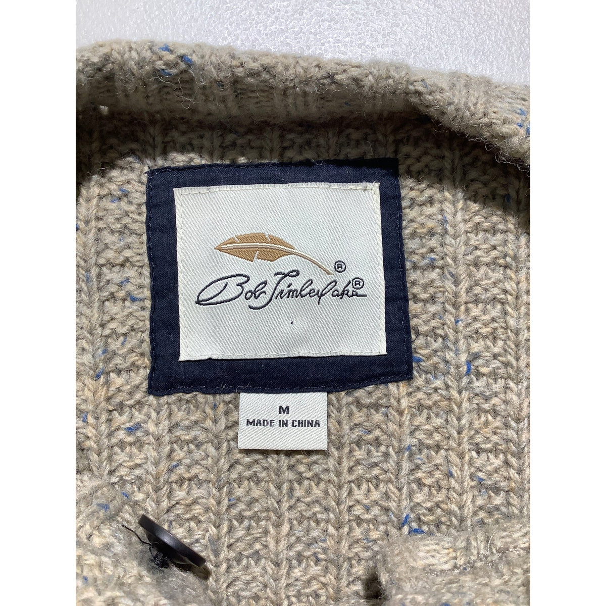 Bob Timberlake Men's M Beige Vintage Wool Blend Heavy Knit Henley