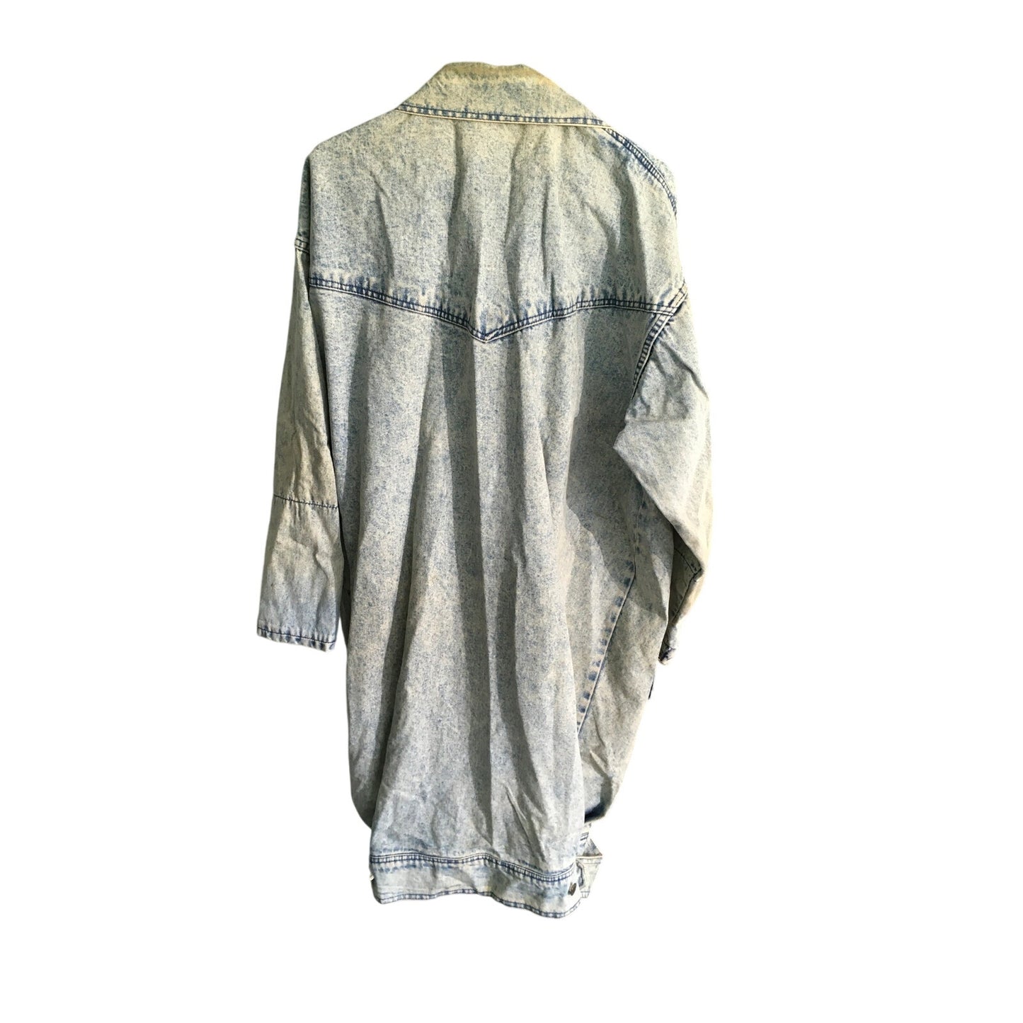 Belma Vintage Acid Wash Denim Trench Duster Coat Size M - Y2K, Grunge, Statement