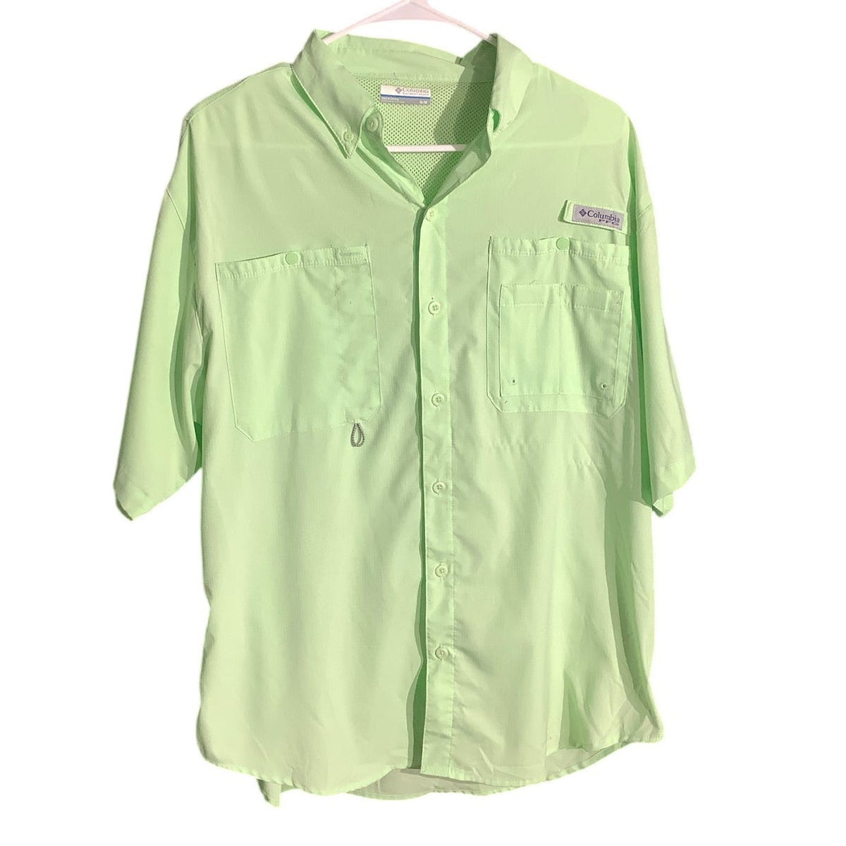 Columbia PFG Men's M Lime Green Fishing Button Down Outdoor Shirt