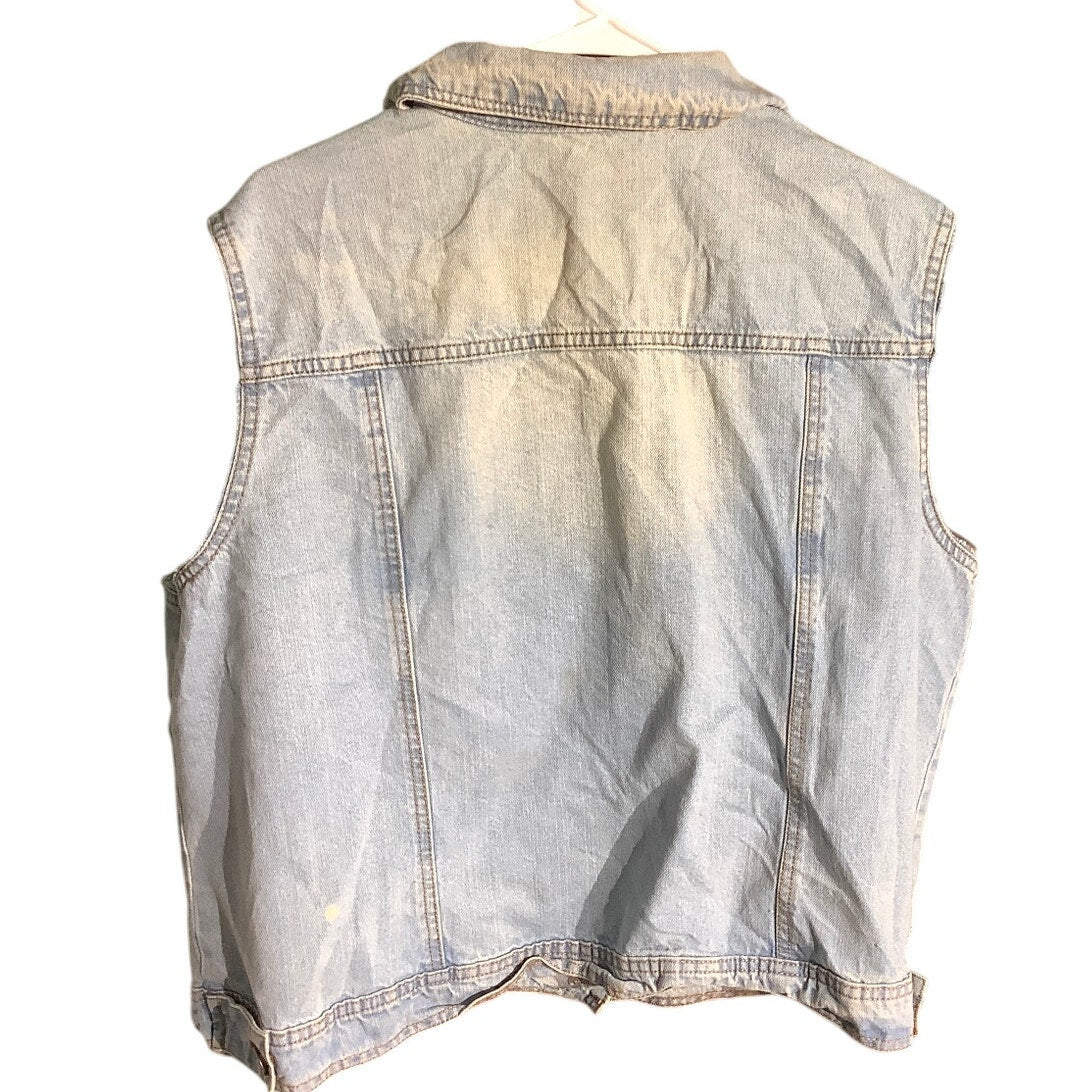 Highway Jeans Denim Vest Women’s Size 1X – Light Wash, Distressed, Sleeveless