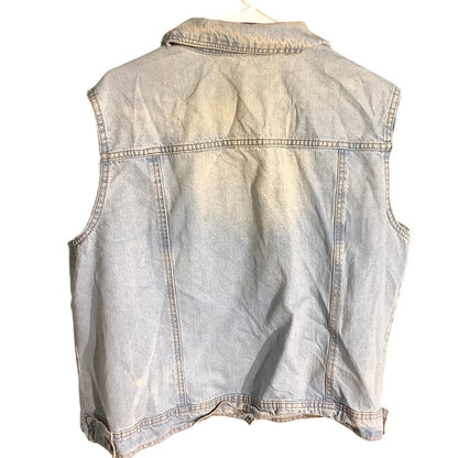Highway Jeans Denim Vest Women’s Size 1X – Light Wash, Distressed, Sleeveless