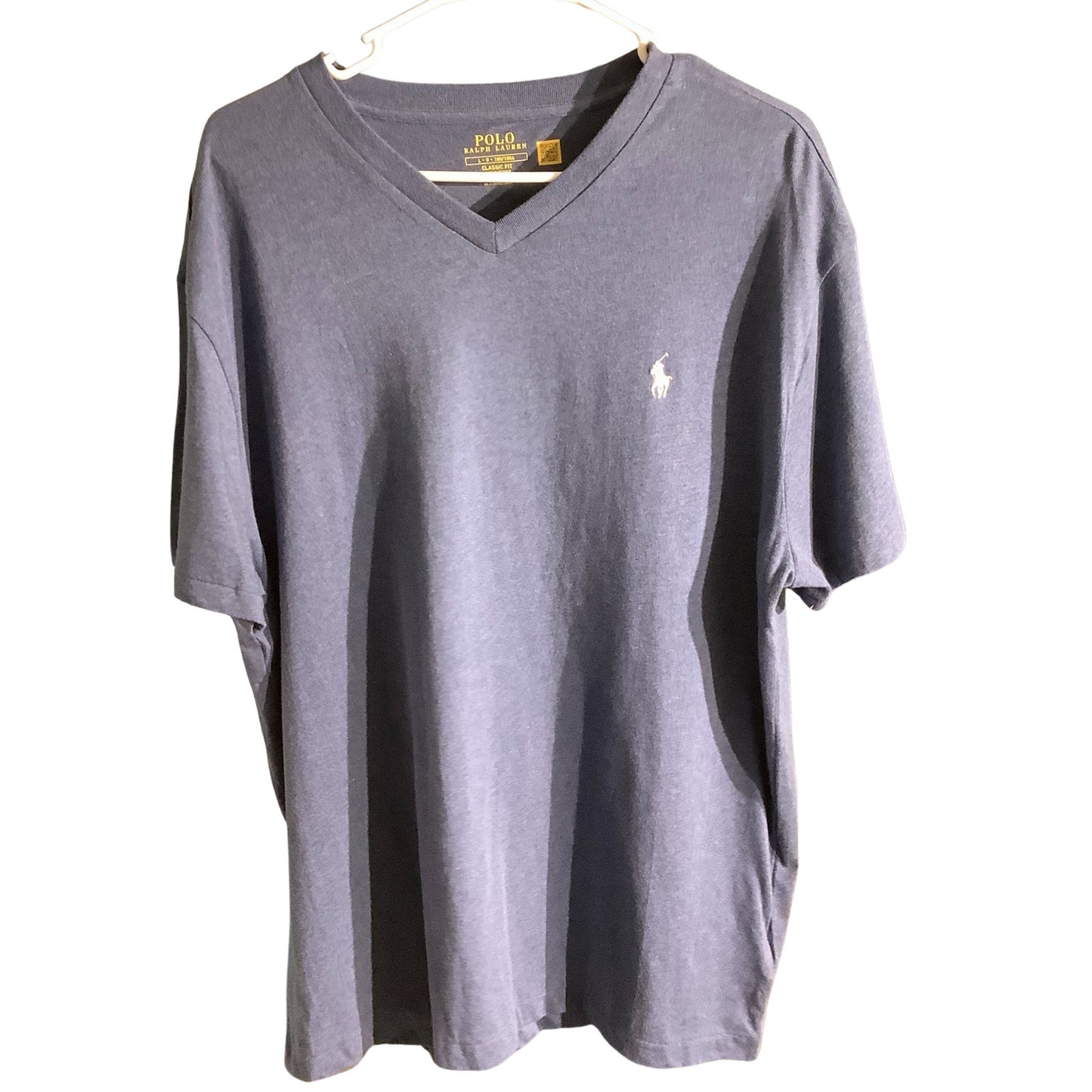 Polo Ralph Lauren Blue V-Neck T-Shirt Men’s Size L — Classic, Casual, Cotton