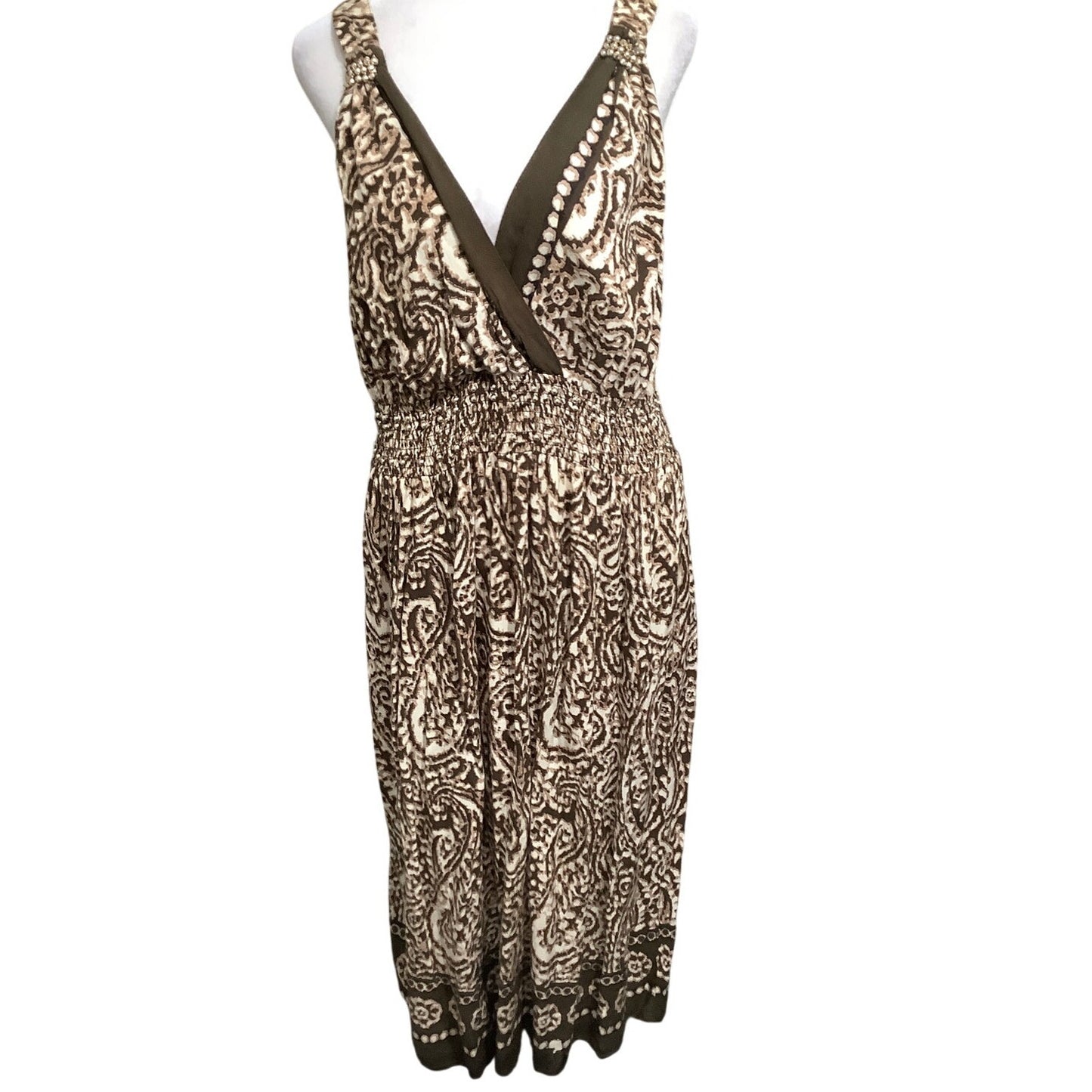 Cassee's 3X Animal Print Maxi Dress with Beaded Details - Boho, Resort, Elegant