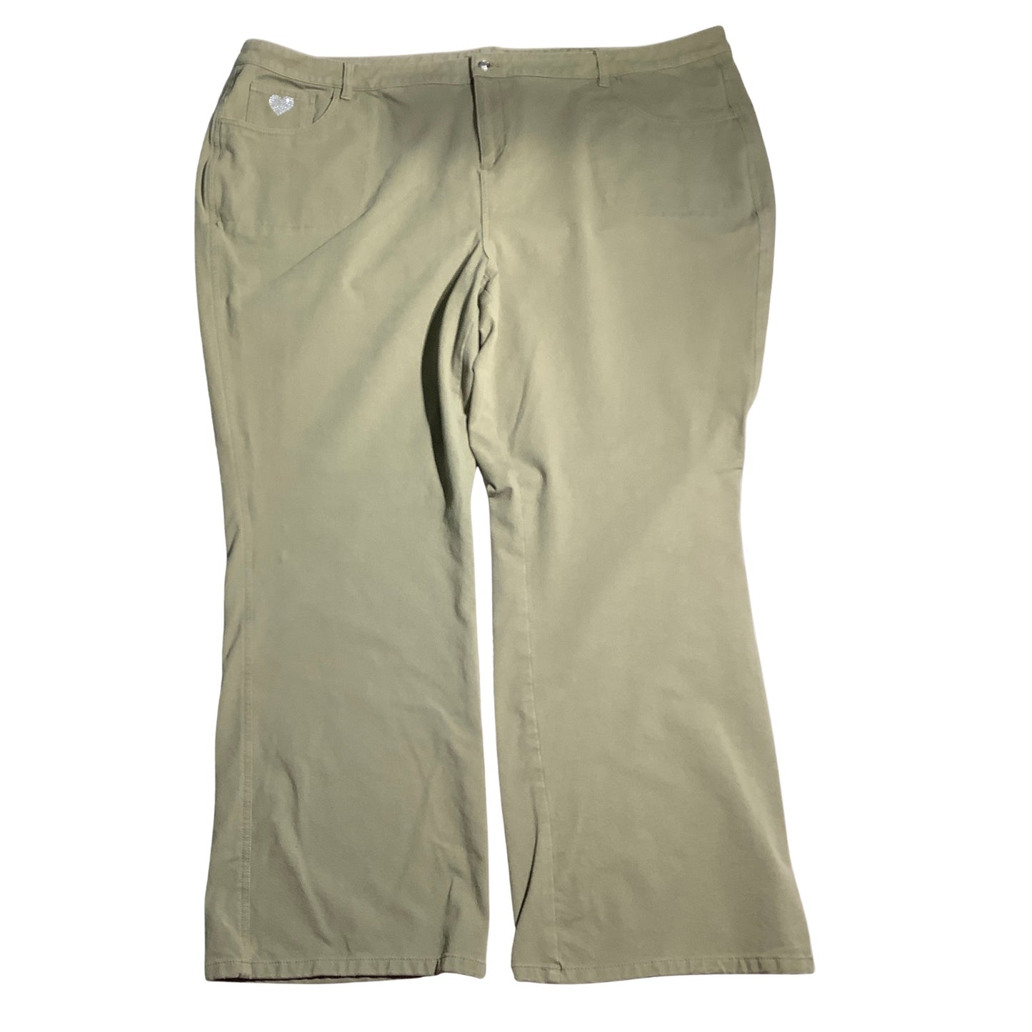 Quacker Factory Olive Green Wide Leg Pants Women 3X — Stretch, Casual, Comfort