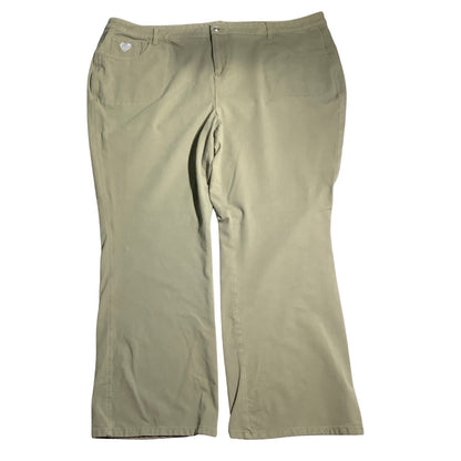 Quacker Factory Olive Green Wide Leg Pants Women 3X — Stretch, Casual, Comfort