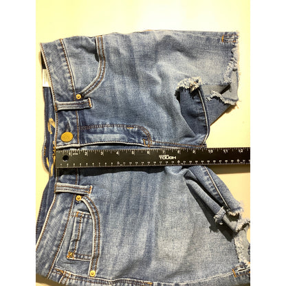 Seven7 Denim Blue Weekend Shorts Women’s Size 8 — Casual, Frayed Hem, Stretch