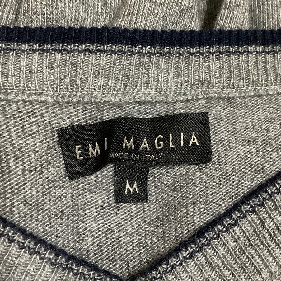 Emi Maglia Grey V-Neck Sweater - Sz M, Classic, Casual, Elegant