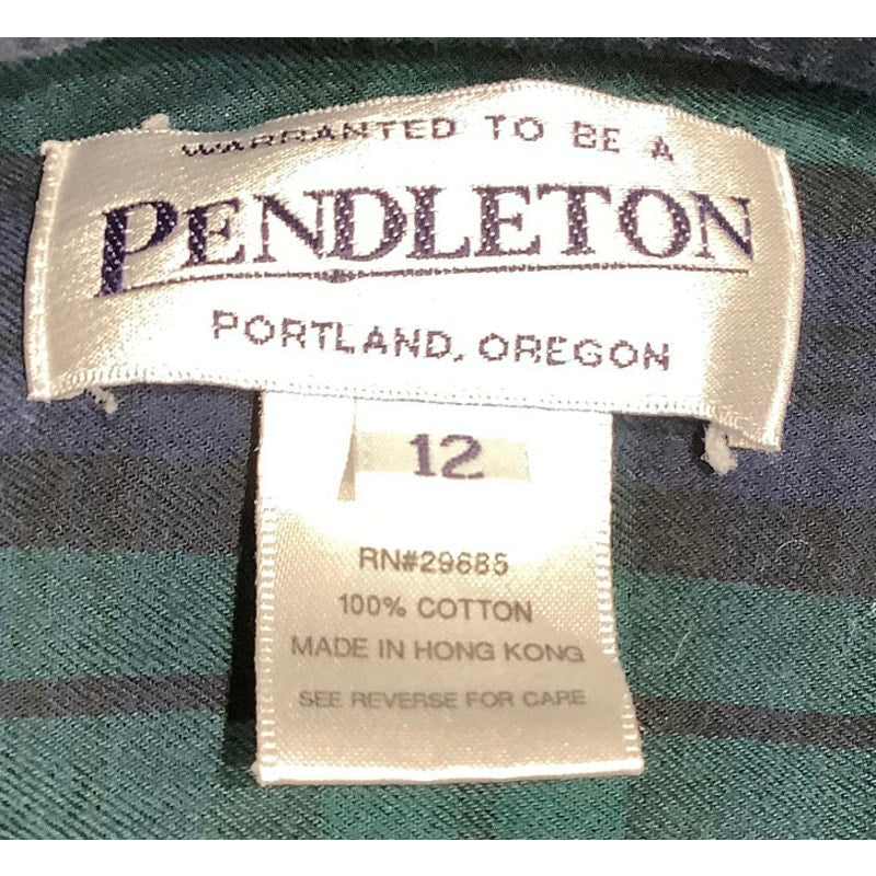 Pendleton Green/Blue Plaid Shirt - Women's 12 - Rustic, Preppy, Classic