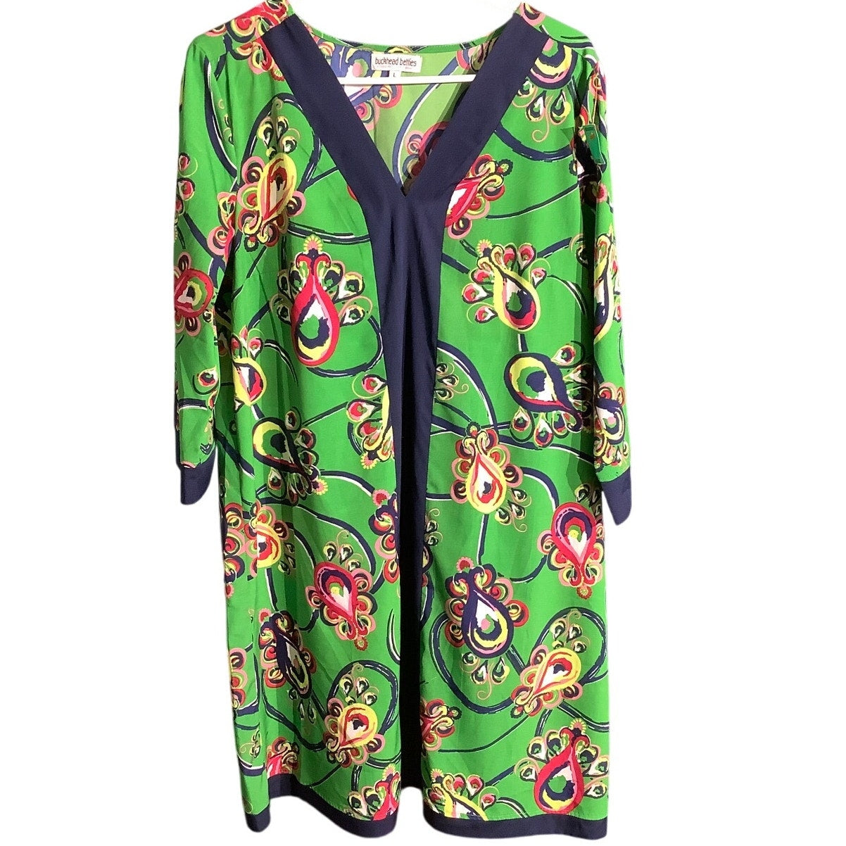 Buckhead Betties Green Floral Sheath Dress Women’s LG – Resort, Boho, Cover-Up